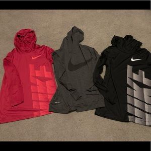 Nike Dri Fit hooded long sleeve shirts